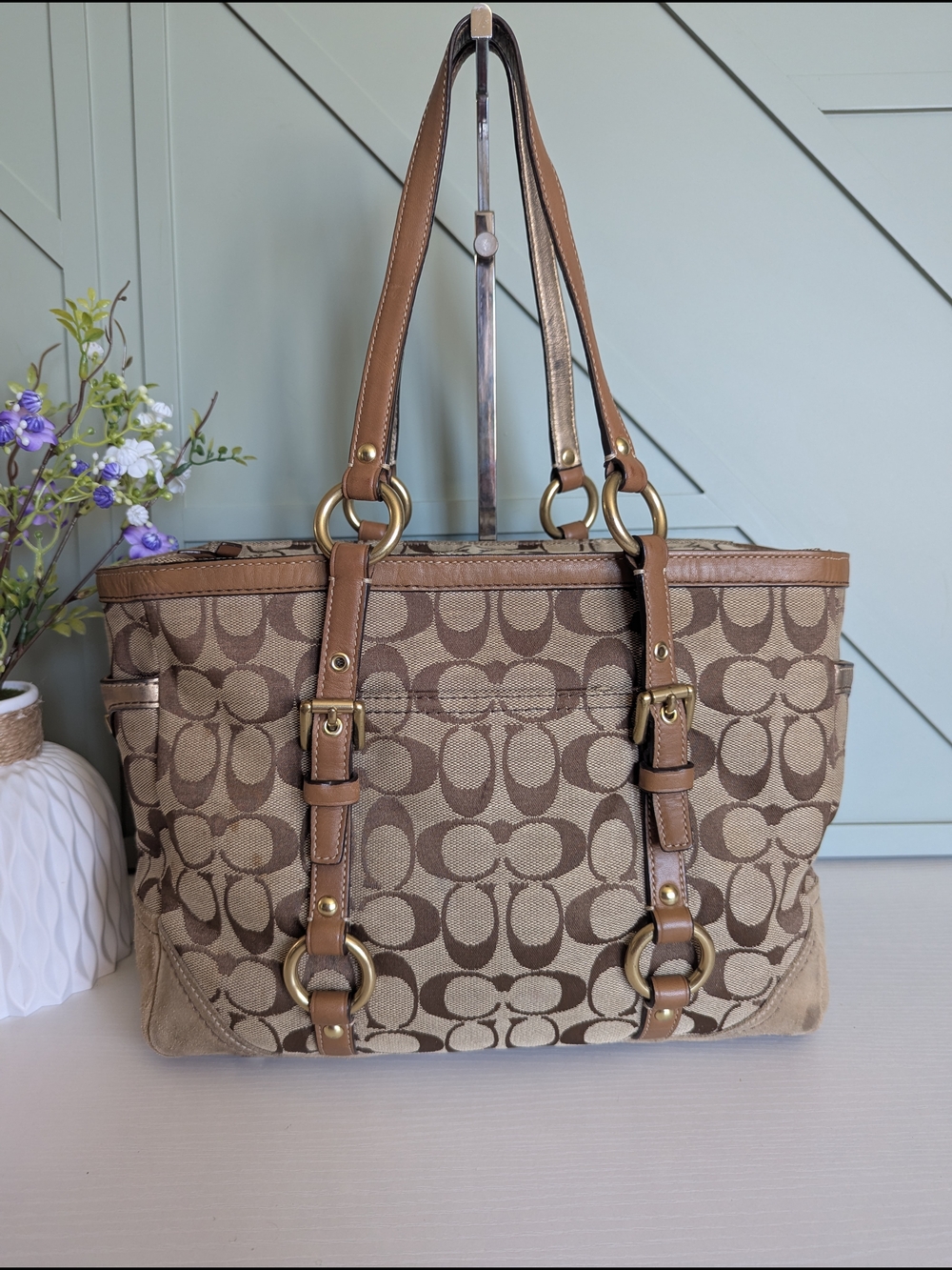 Coach Vintage Brown Signature Canvas Tote Bag - Picture 2 of 11